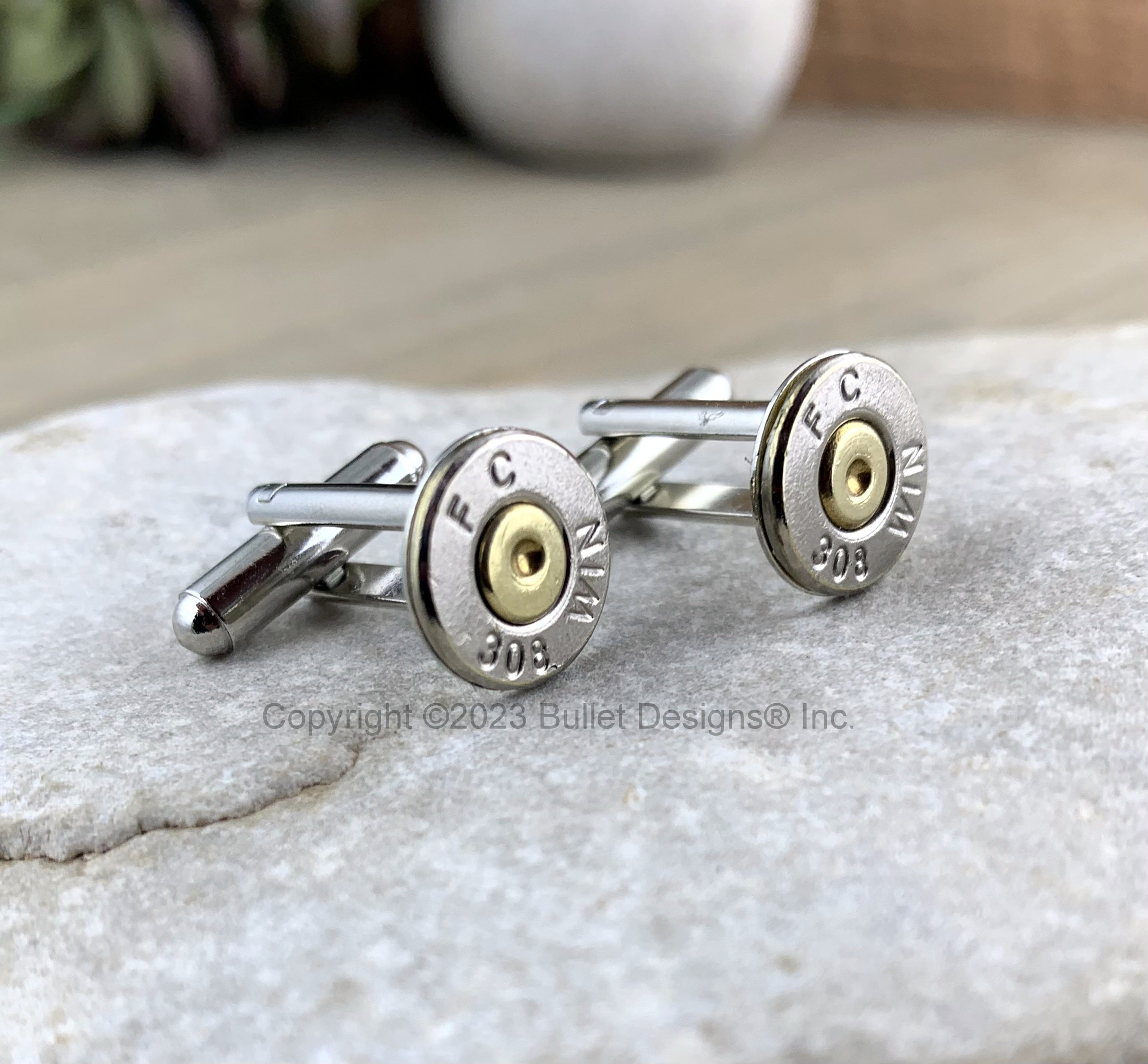 Bullet Designs® Inc. Bullet Cufflinks - FEDERAL 308 Nickel