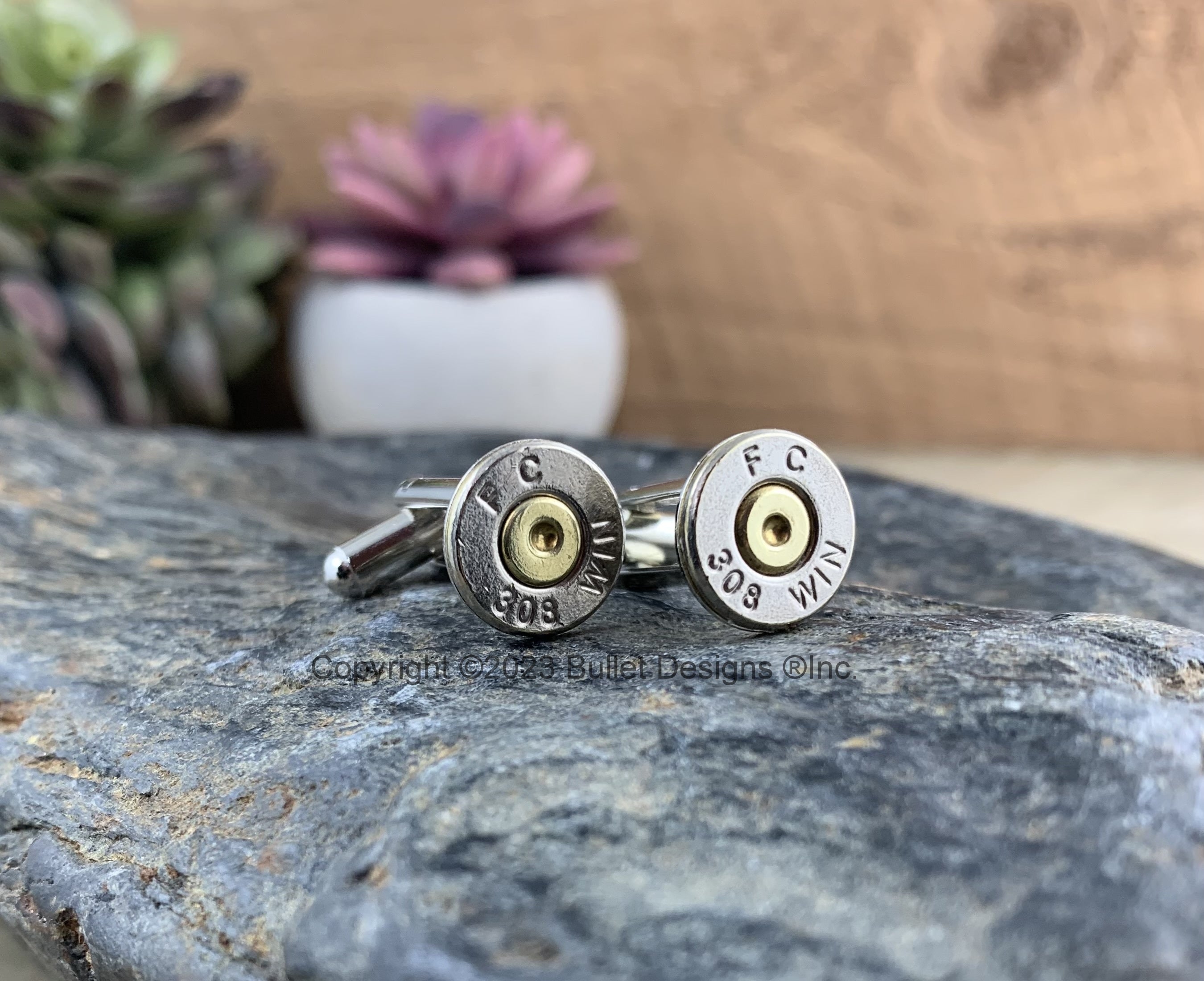Bullet Designs® Inc. Bullet Cufflinks - FEDERAL 308 Nickel