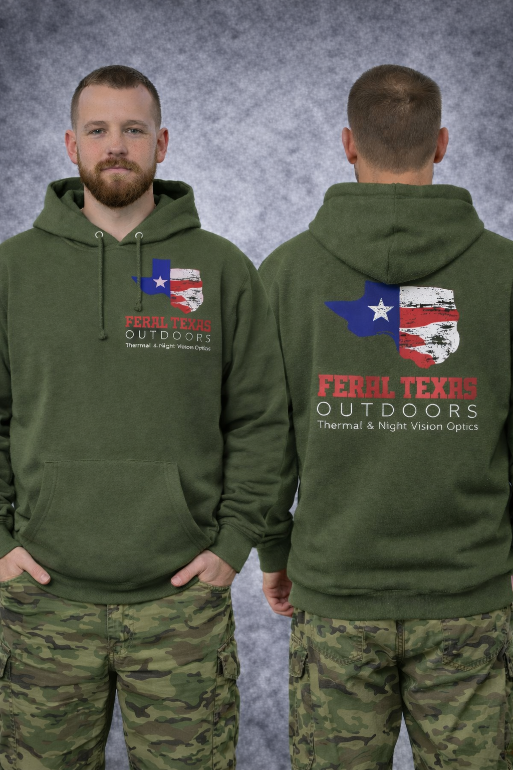 Feral Texas Outdoors Hoodie - OD Green