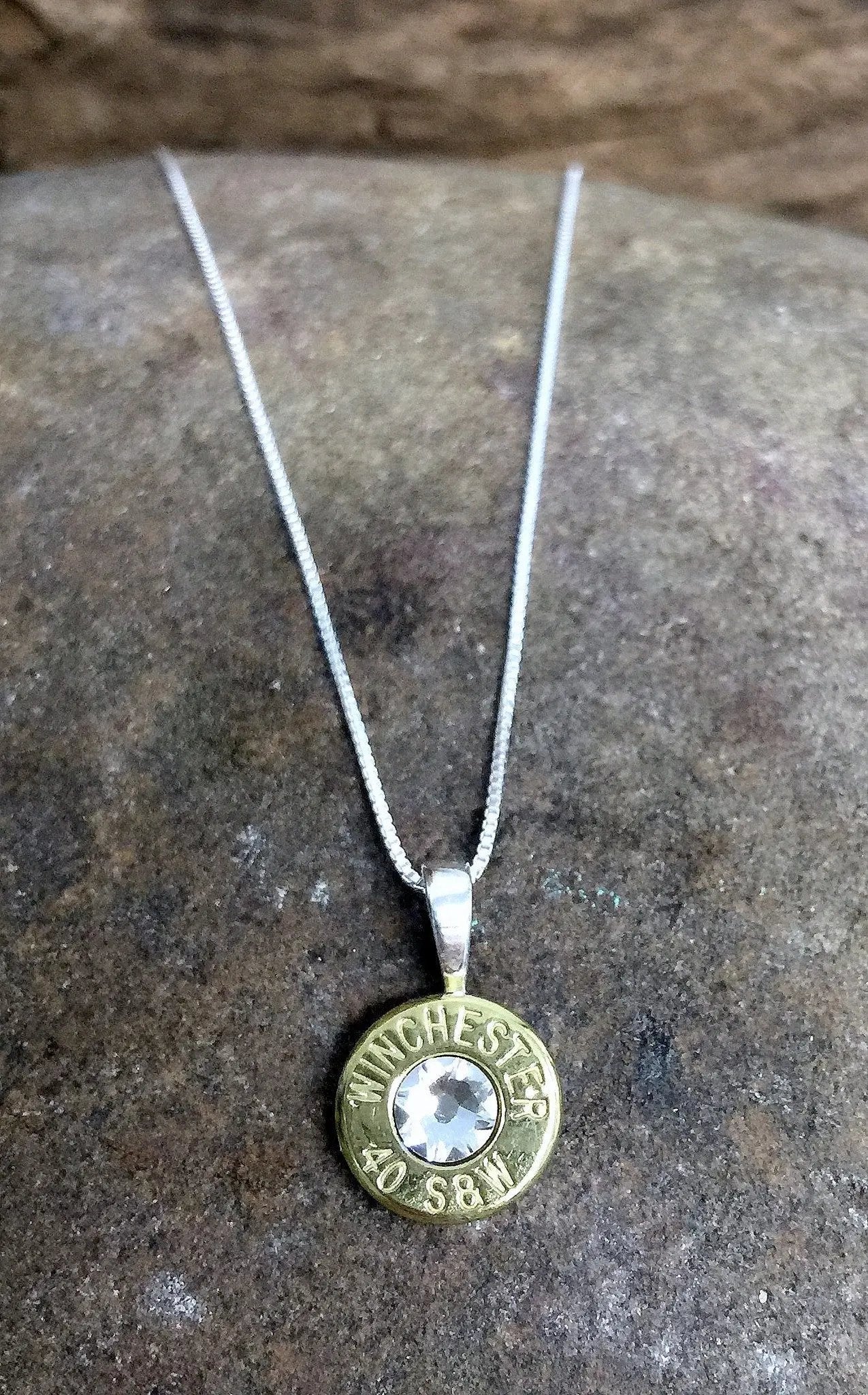 40 Caliber Sterling Silver Bullet Head Necklace