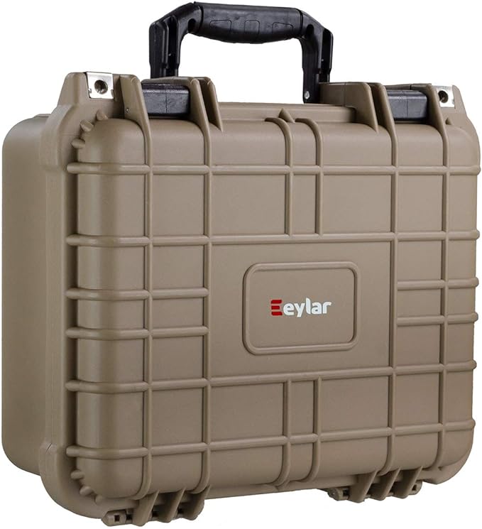 Eylar Hard Gun Case Water & Shock Proof With Foam 13.37x11.62x6 Tan