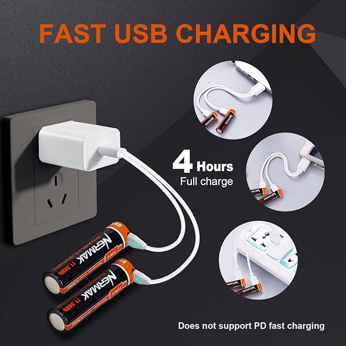 NERMAK 3.7V 3200mAh USB Rechargeable Lithium lon Batteries for Lumi(2)