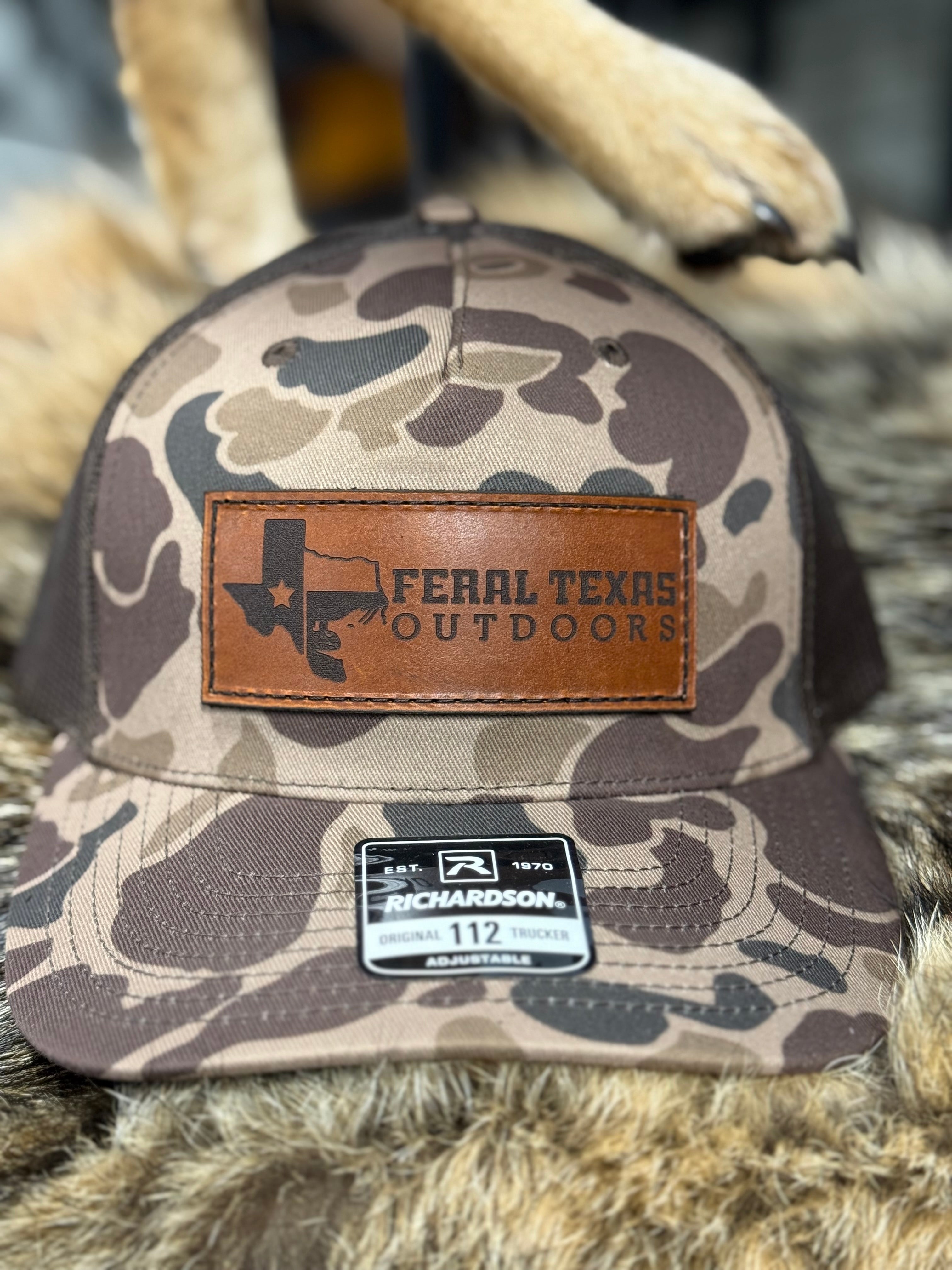 Feral Texas Outdoors Bark Duck Camo Richardson Hat Leather Patch