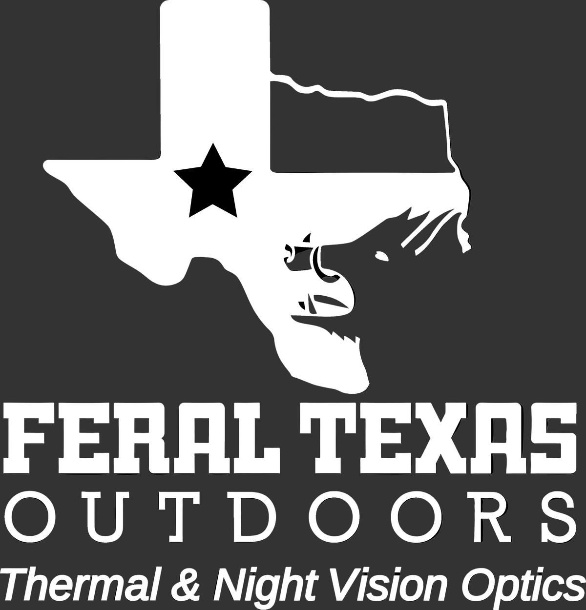 Feral Texas Outdoors Window Decal – White 10.5" × 11"