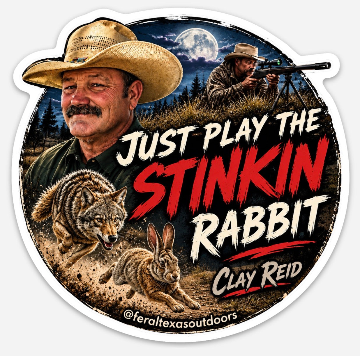 Clay Reid “Just Play the Stickin Rabbit” Sticker (PG)