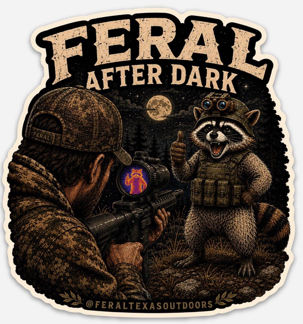 Feral After Dark - Man Sticker - Thumbs up