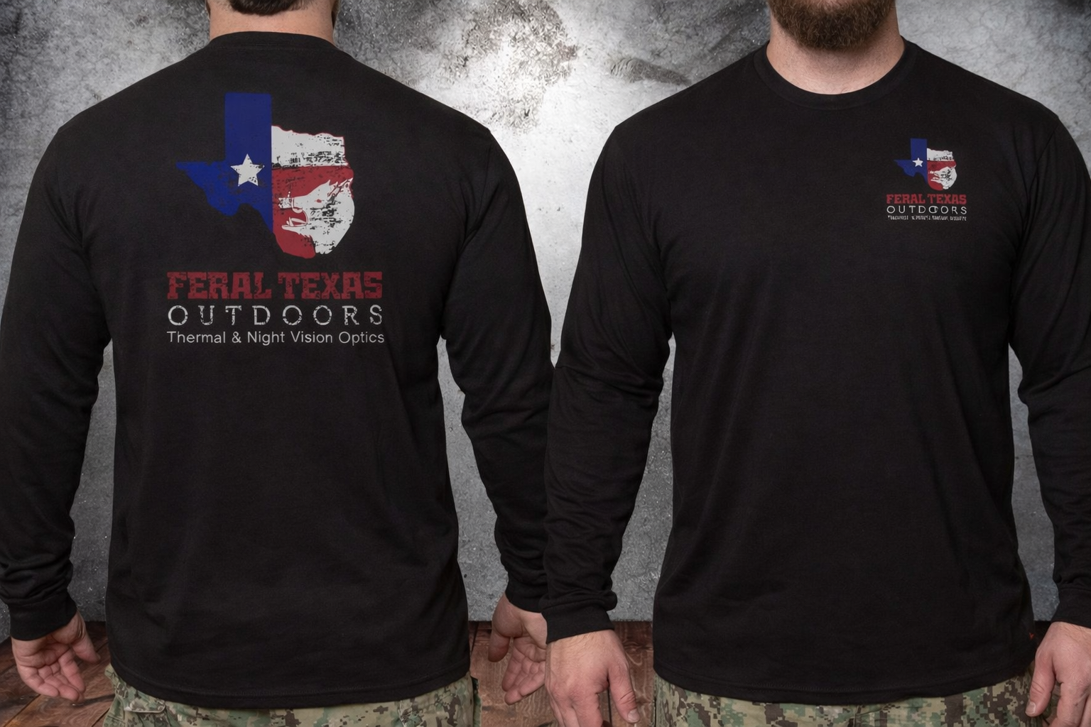 Feral Texas Outdoors Black Long Sleeve Shirt
