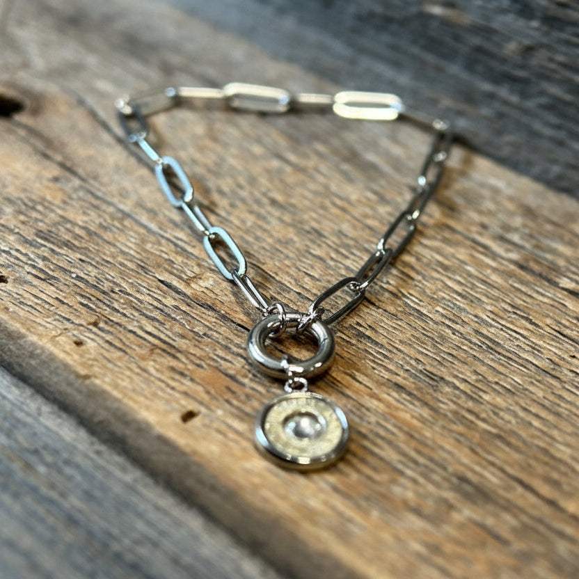 Paperclip Bracelet with bullet charm