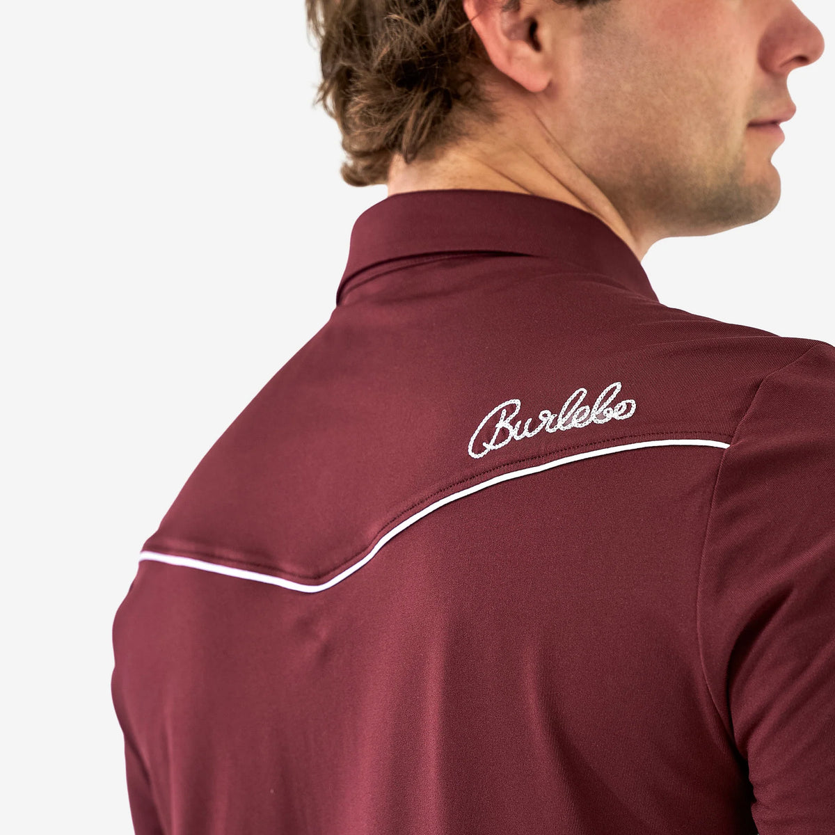 Burlebo Pearl Snap Performance Polo - Maroon - Large