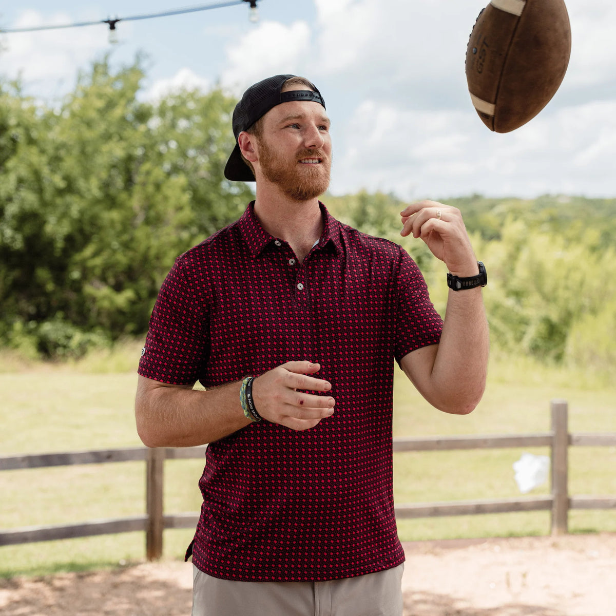 Burlebo Performance Polo - Texas - Black & Red