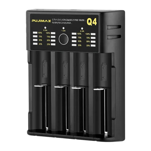 4 Slots 18650 Battery Charger Smart LED Display Adjustable Current For 18350 18500 21700 20700 Lithium Batteries