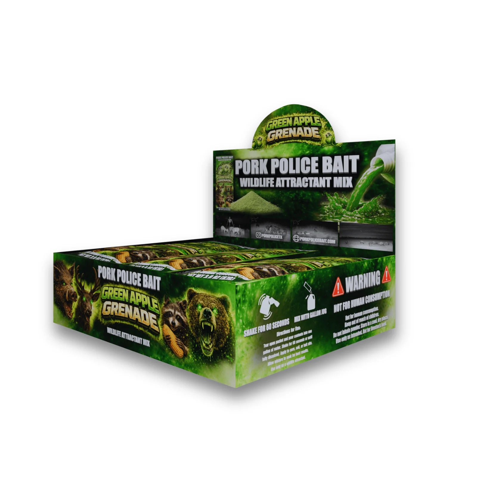 Pork Police Bait Green Apple Grenade Wildlife Attractant Mix (15) Pack Bulk Box