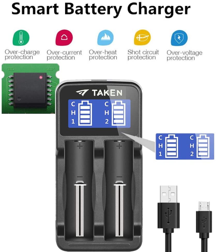TAKEN Rechargeable 18500 Batteries(4) for iRay Bolt