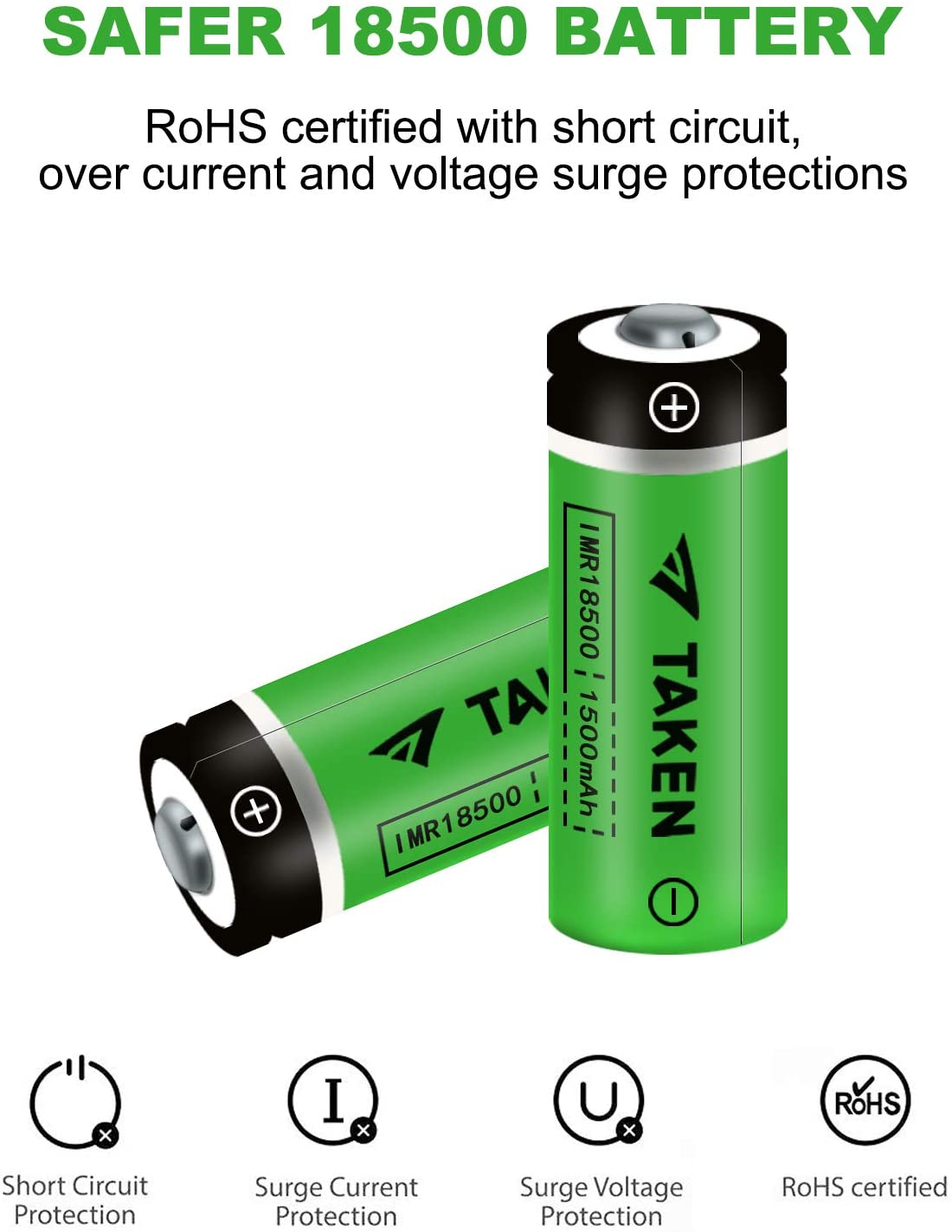 TAKEN Rechargeable 18500 Batteries(4) for iRay Bolt