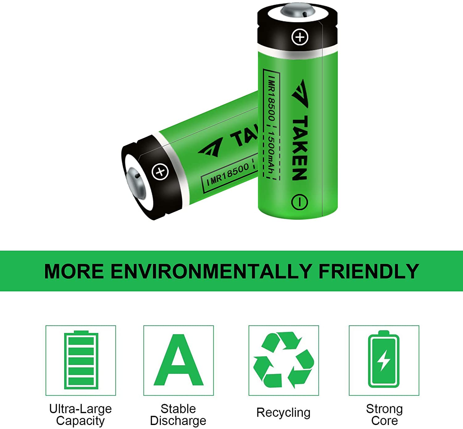 TAKEN Rechargeable 18500 Batteries(4) for iRay Bolt