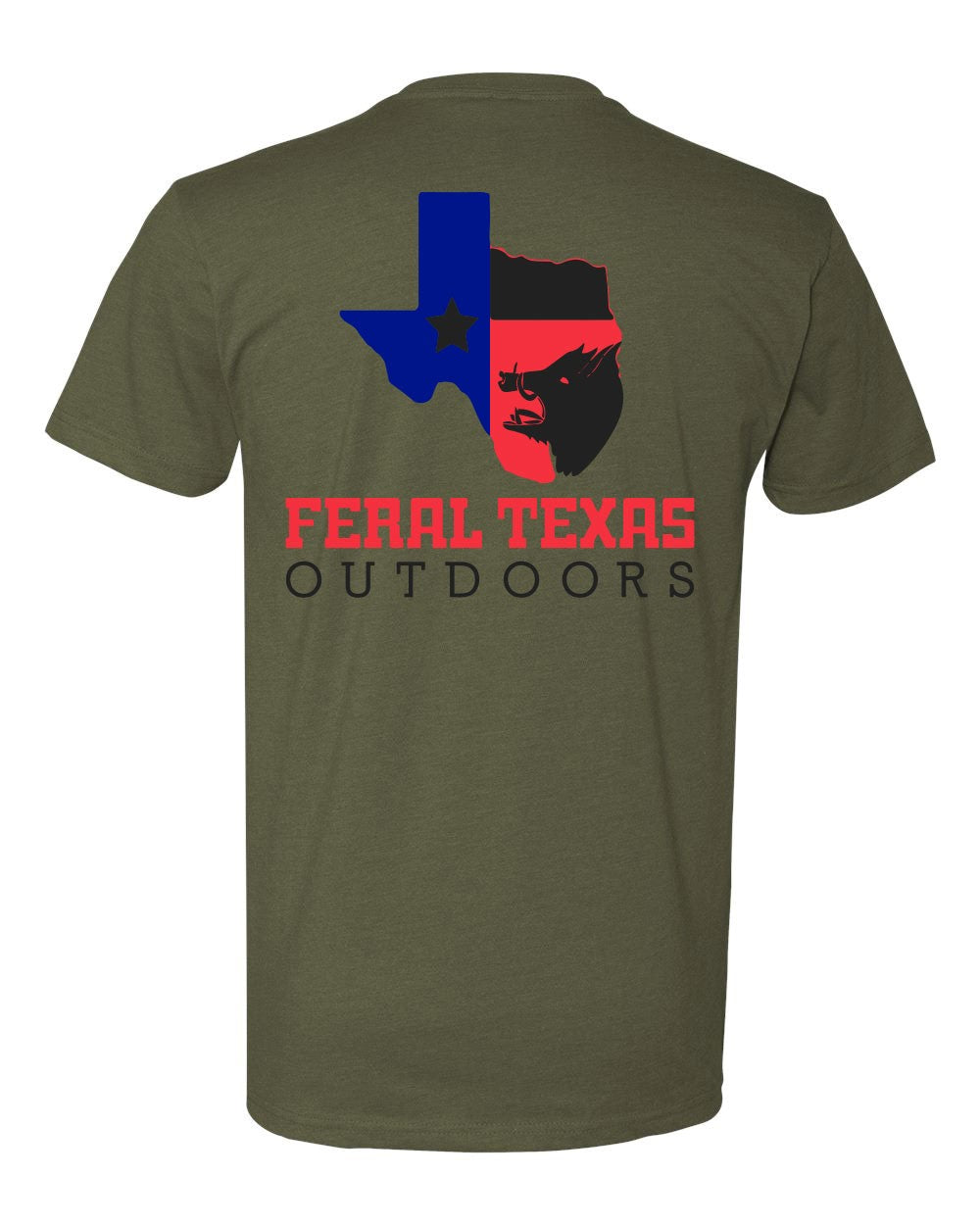 Feral Texas Outdoors OD Green Colored Logo T-Shirt