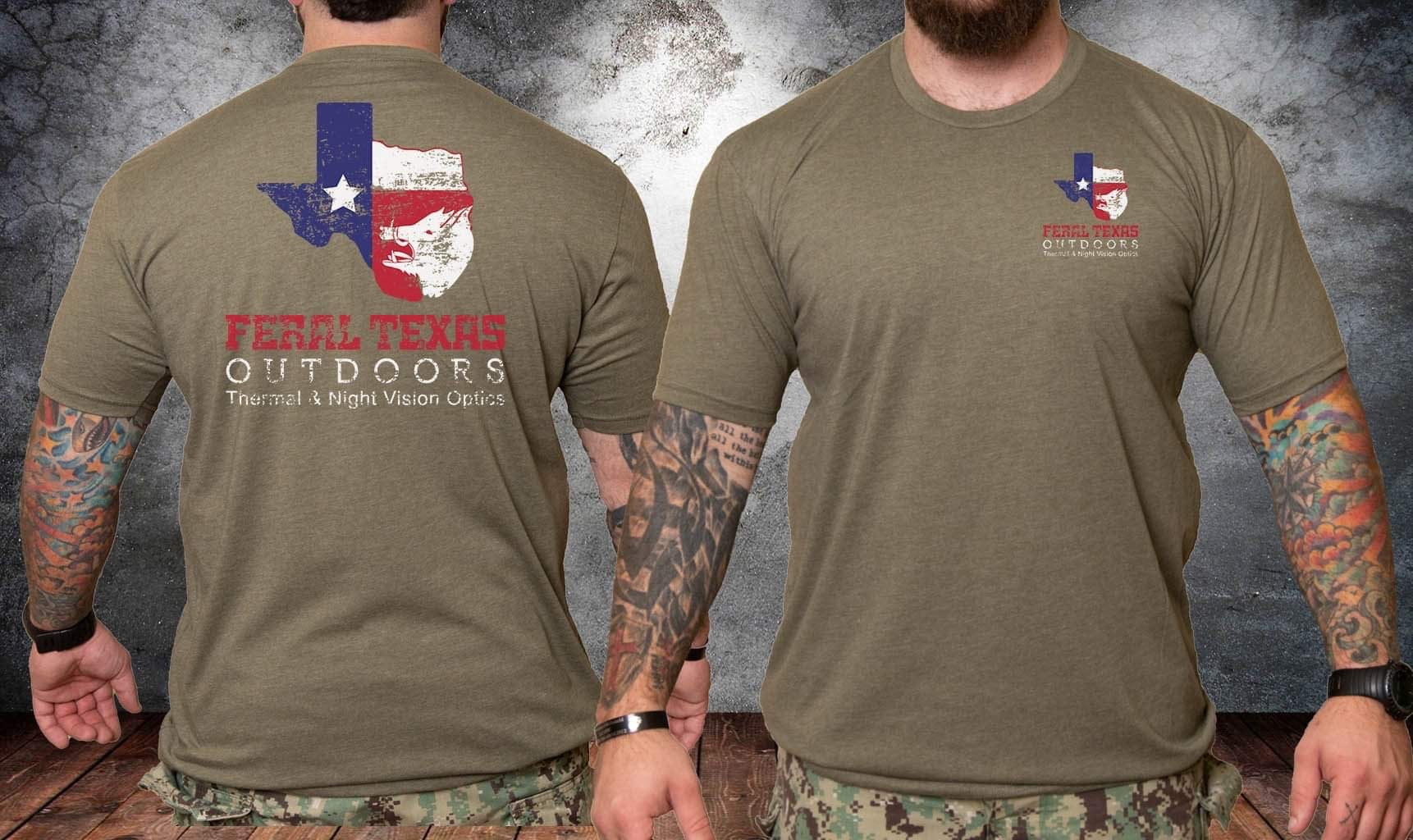 Feral Texas Outdoors OD Green Colored Logo T-Shirt