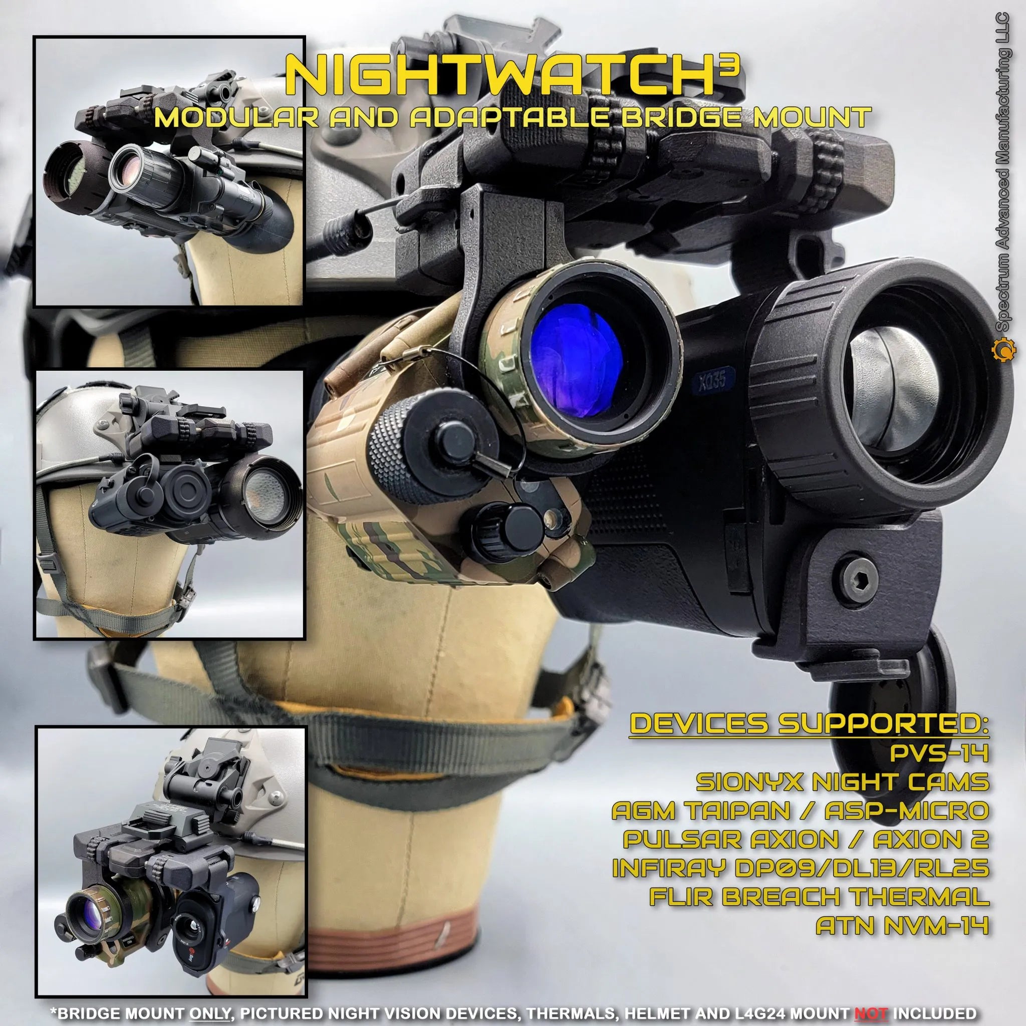 Modular & Adaptable Folding Bridge Helmet Mount System for Night Vision Devices and Thermals