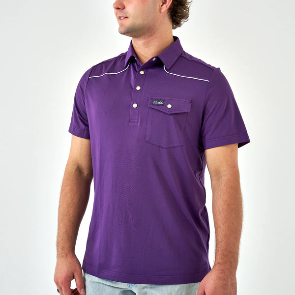 Burlebo Pearl Snap Performance Polo - Purple