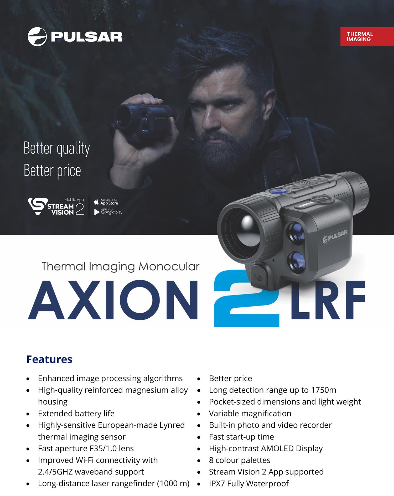 Pulsar Axion 2 LRF XG35 640 Thermal Monocular - On Sale!