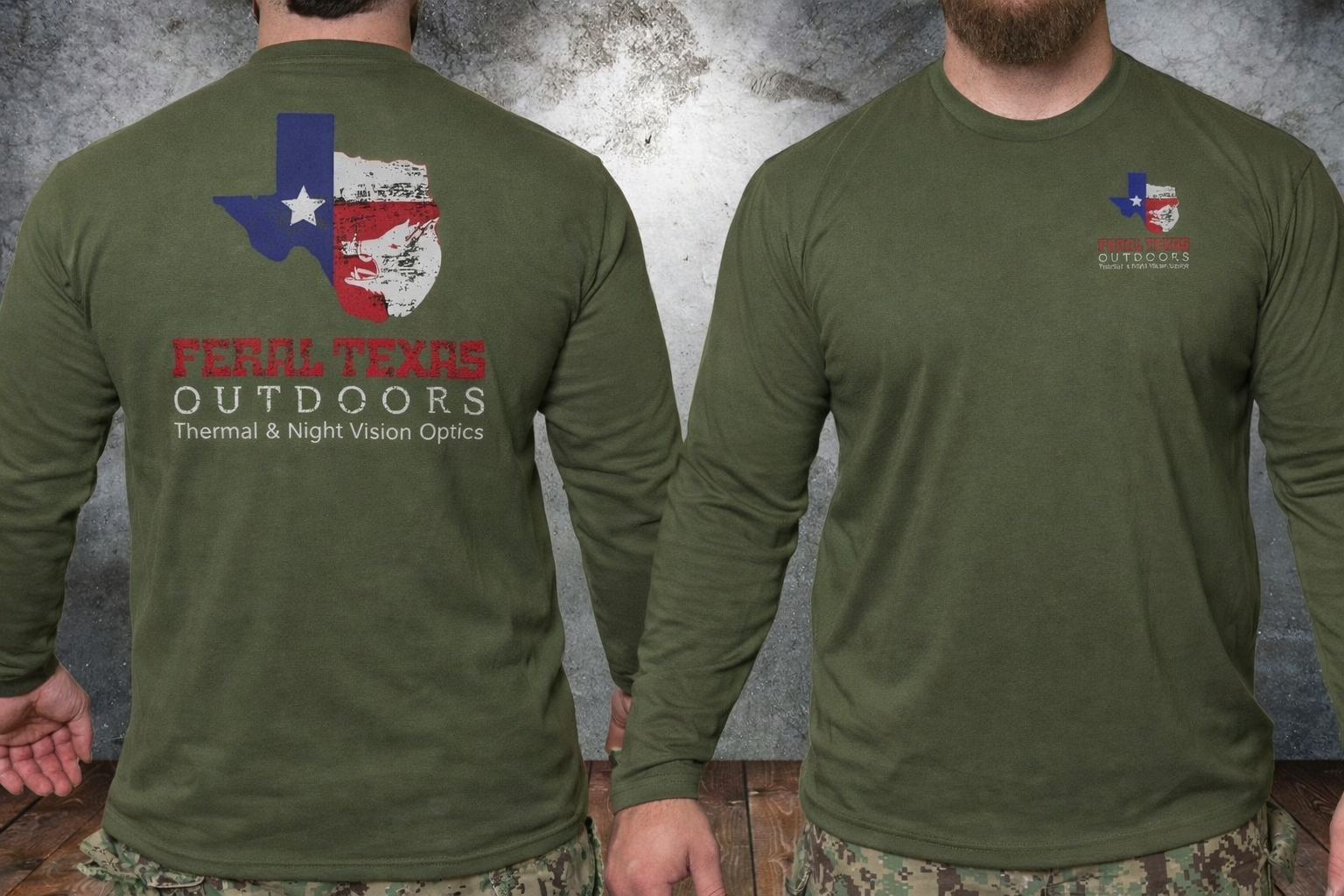 Feral Texas Outdoors OD Green Long Sleeve Shirt