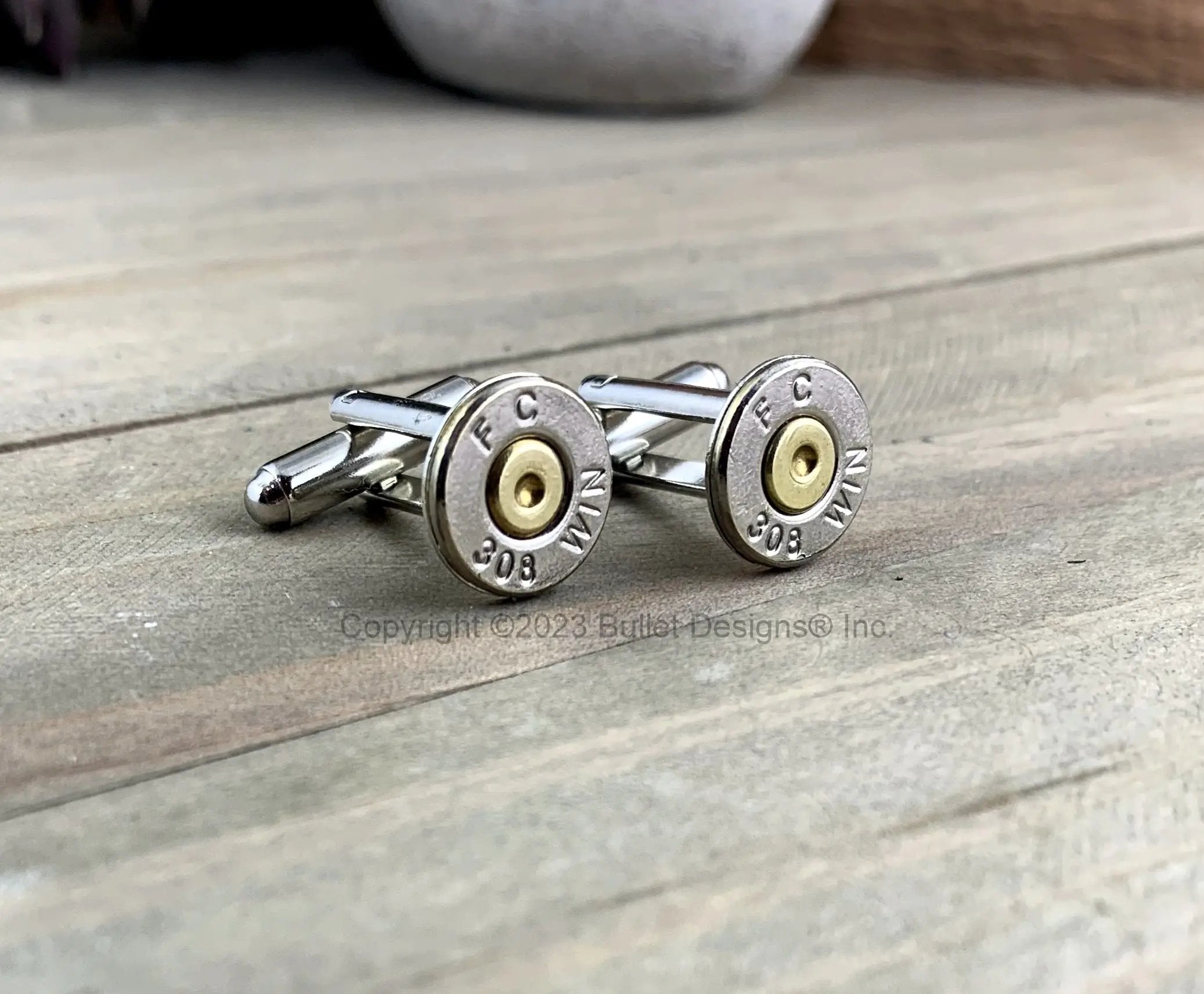 Bullet Designs® Inc. Bullet Cufflinks - FEDERAL 308 Nickel