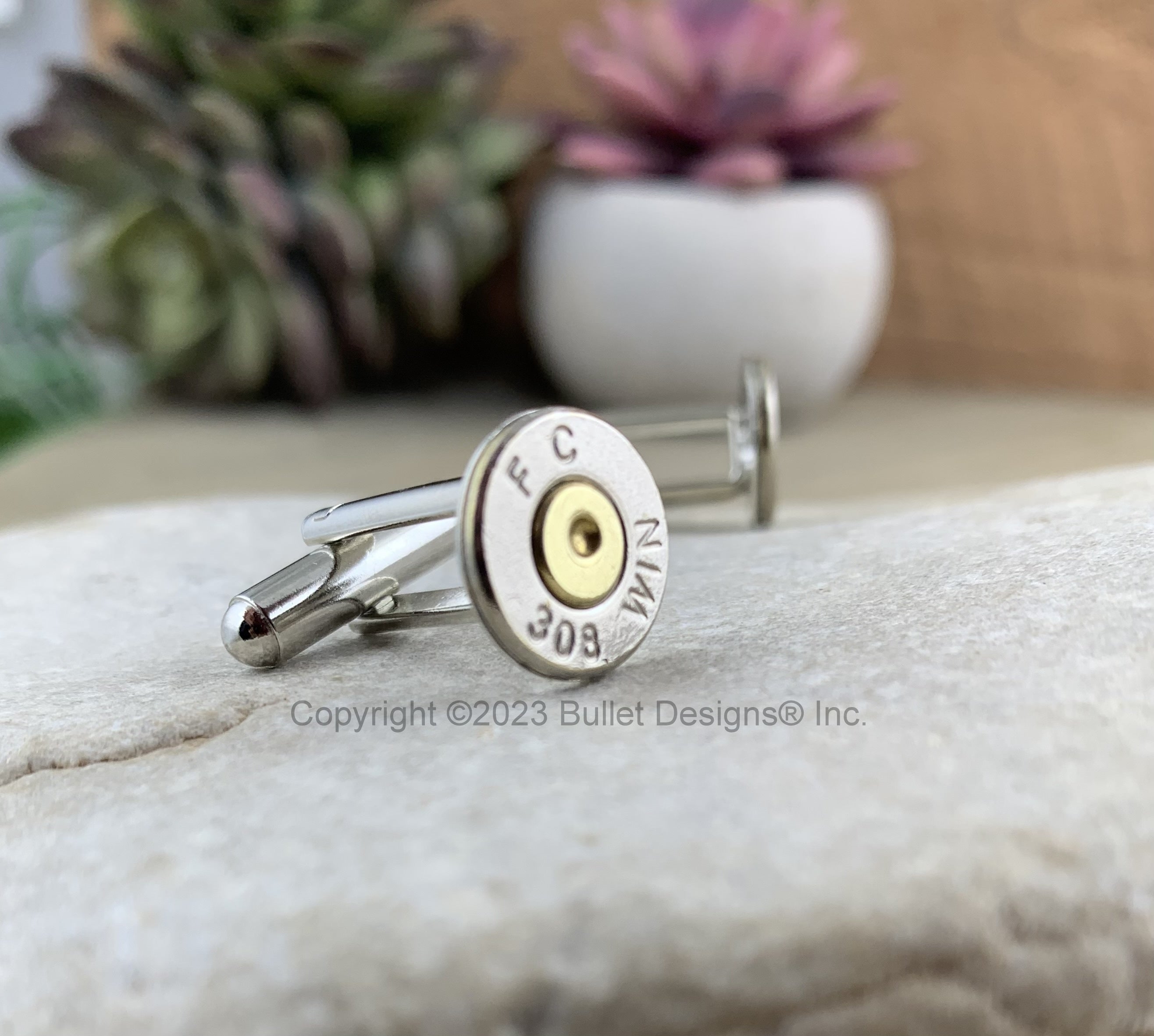 Bullet Designs® Inc. Bullet Cufflinks - FEDERAL 308 Nickel