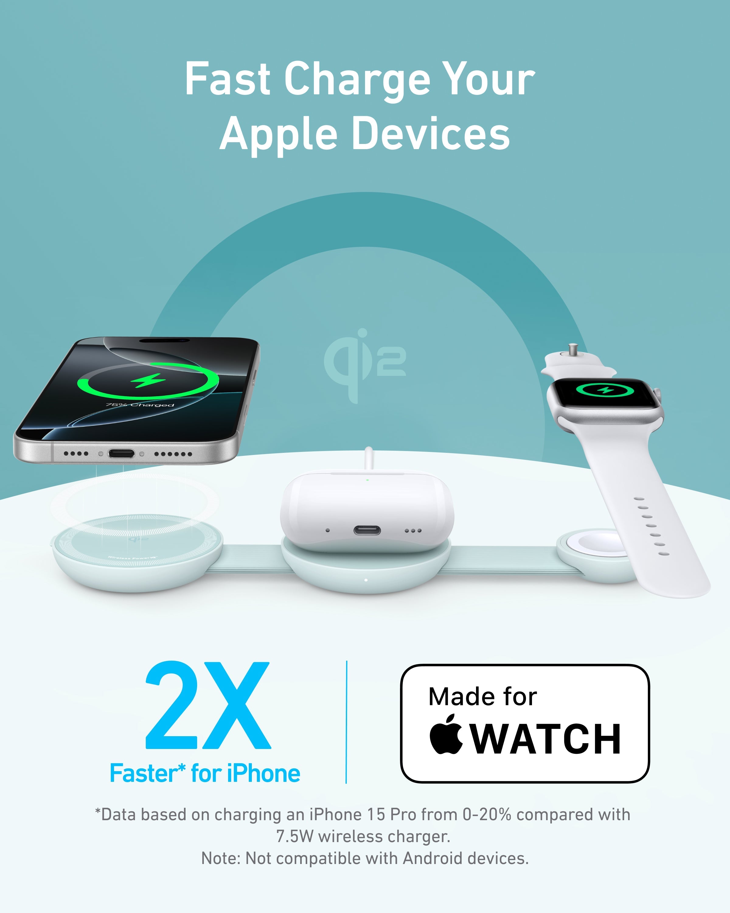 Anker MagGo Wireless Charging Station (3-in-1, Foldable Pad)