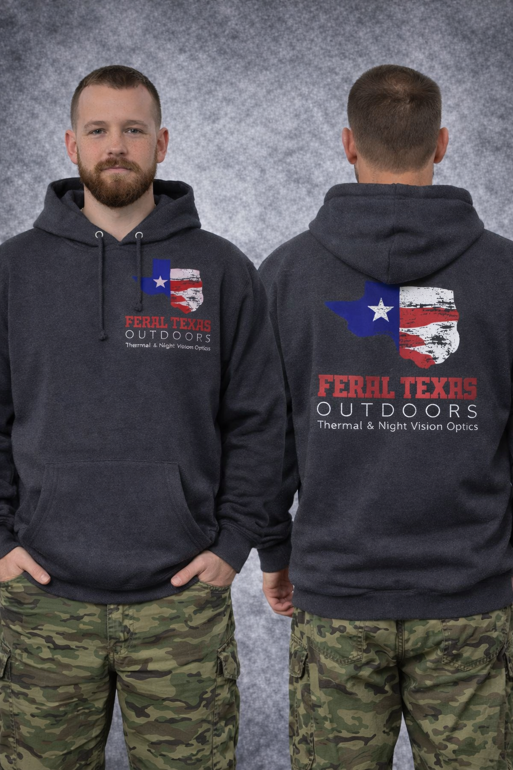 Feral Texas Outdoors Hoodie - Charcoal Heather