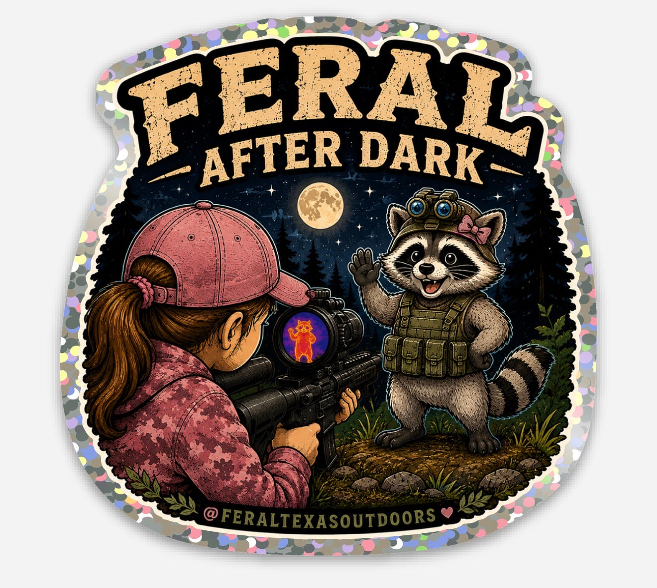 Feral After Dark - Glitter Little Girl Sticker