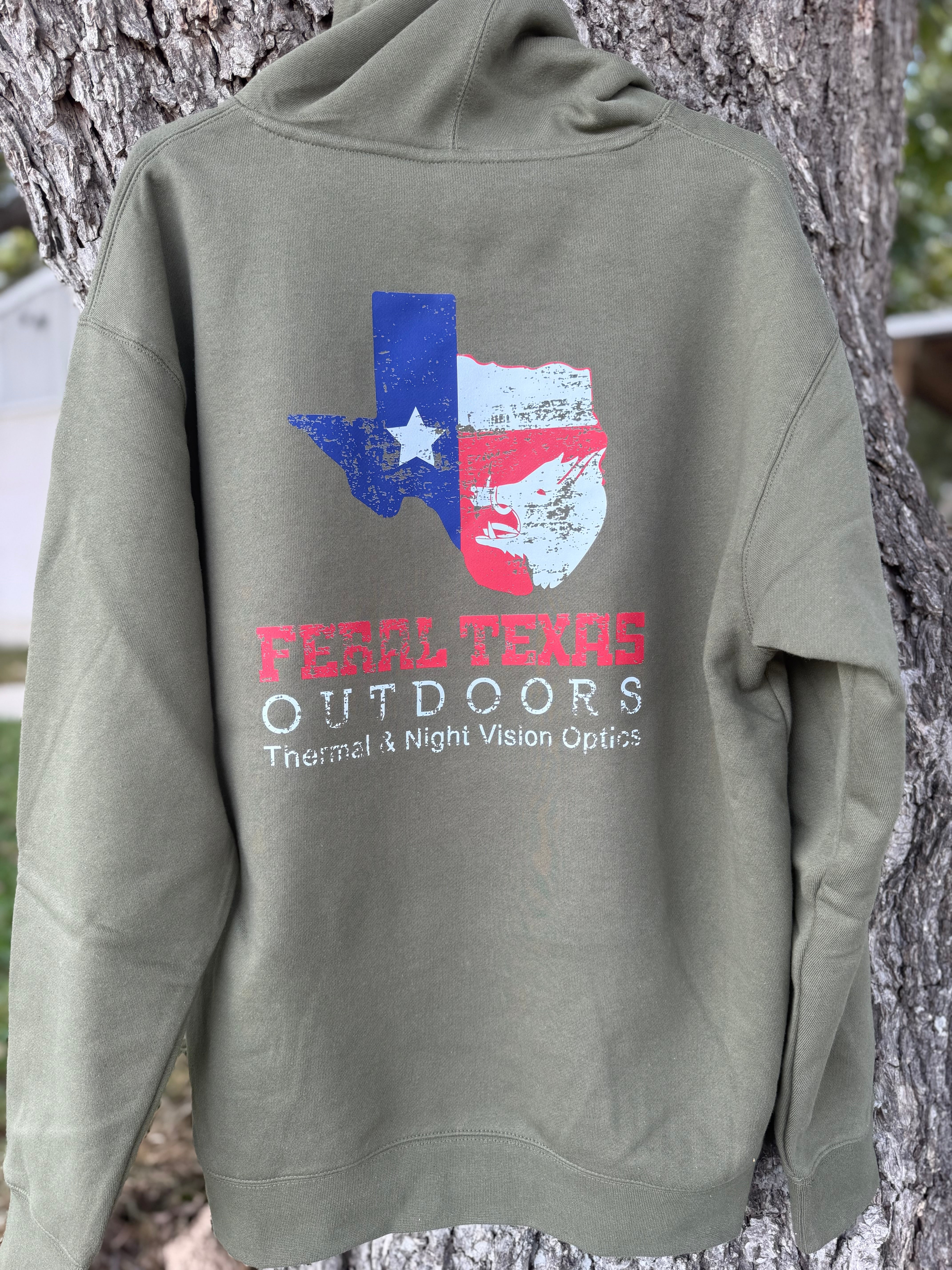 Feral Texas Outdoors Hoodie - OD Green
