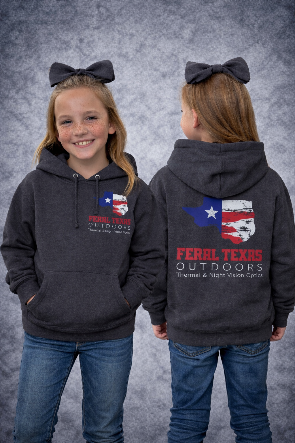Feral Texas Outdoors Youth Hoodie - Charcoal Heather