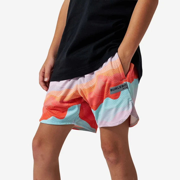 Burlebo Youth Mesh Training Shorts - Sedona Topo
