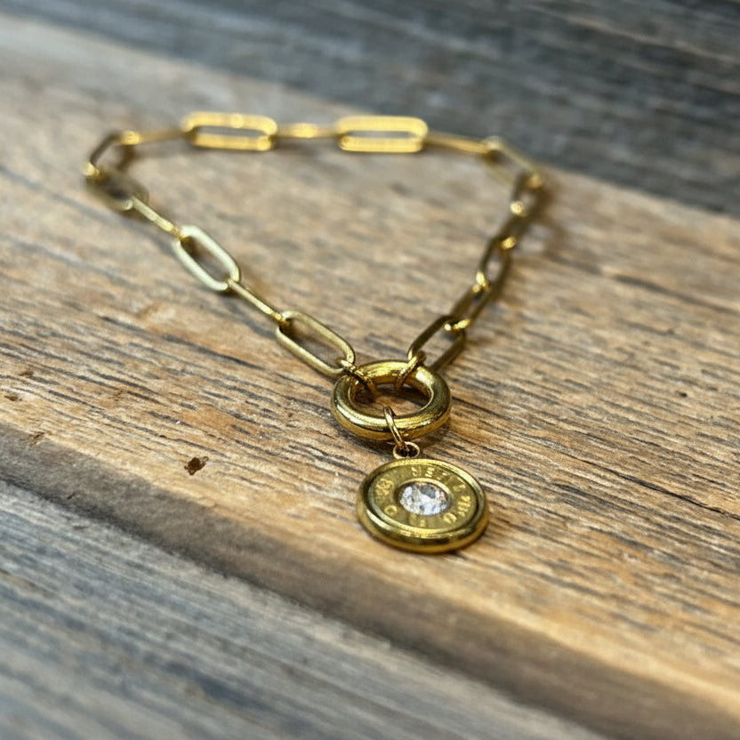 Paperclip Bracelet with bullet charm