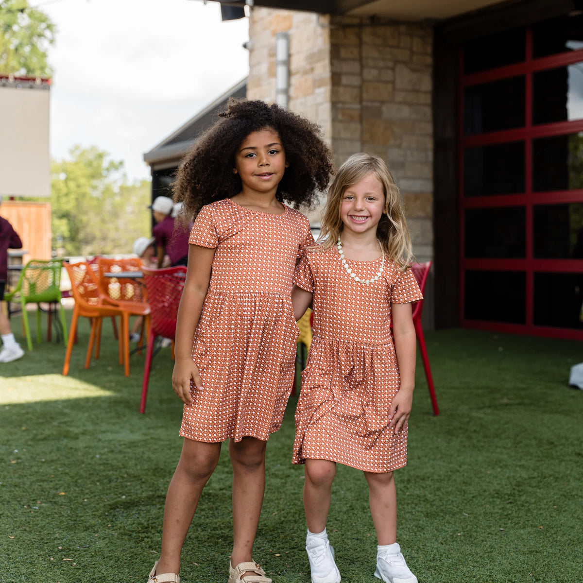 Burlebo Youth Moxie Dress - Texas Orange & White