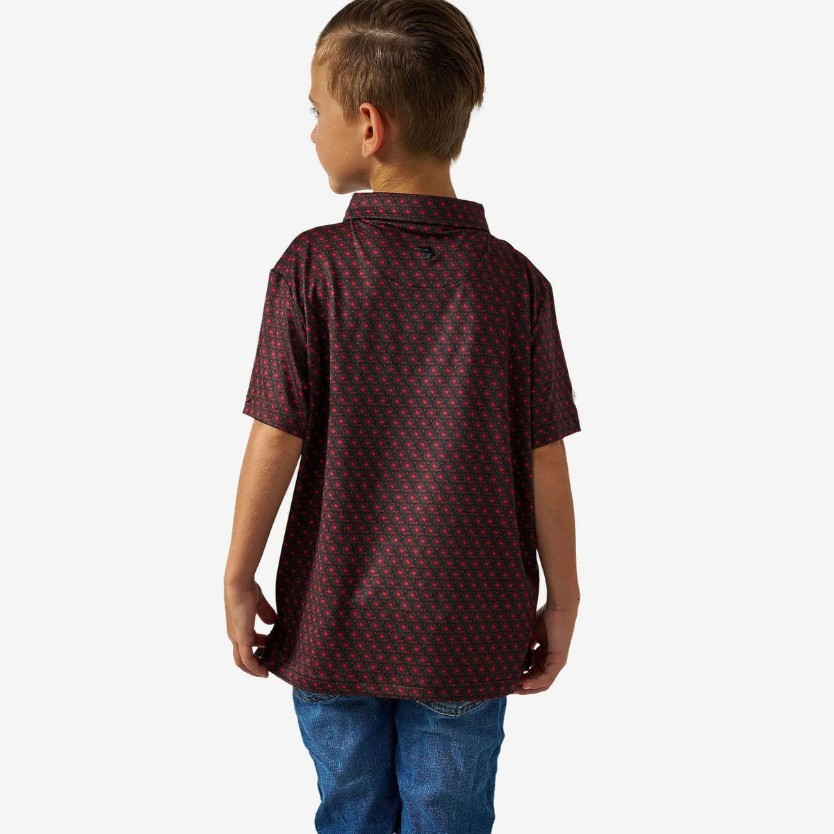Burlebo Youth Performance Polo - Texas Vintage Helmets - Black & Red