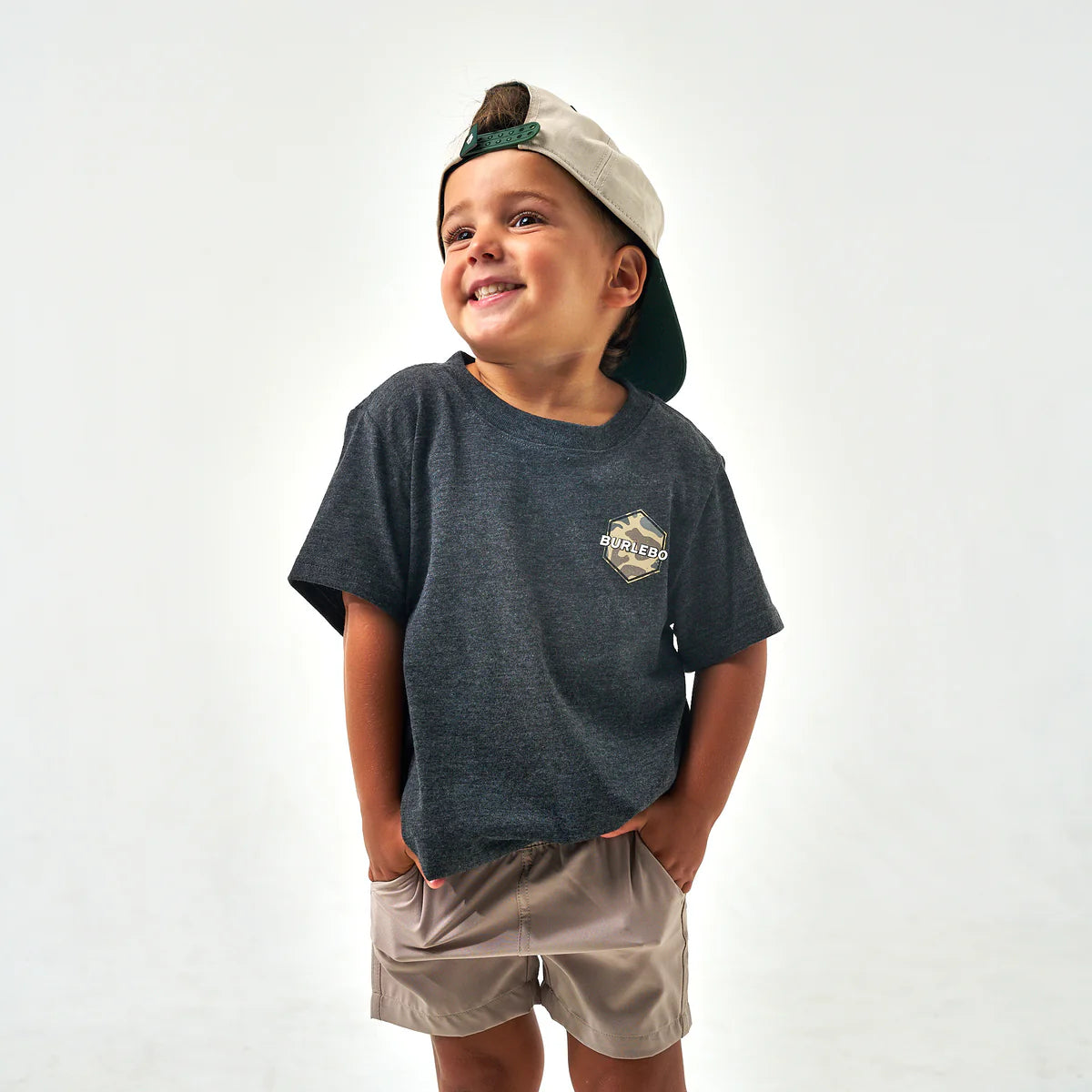 Burlebo Youth Short Sleeve Tee - Rad Dude Deer Camo - Heather Black