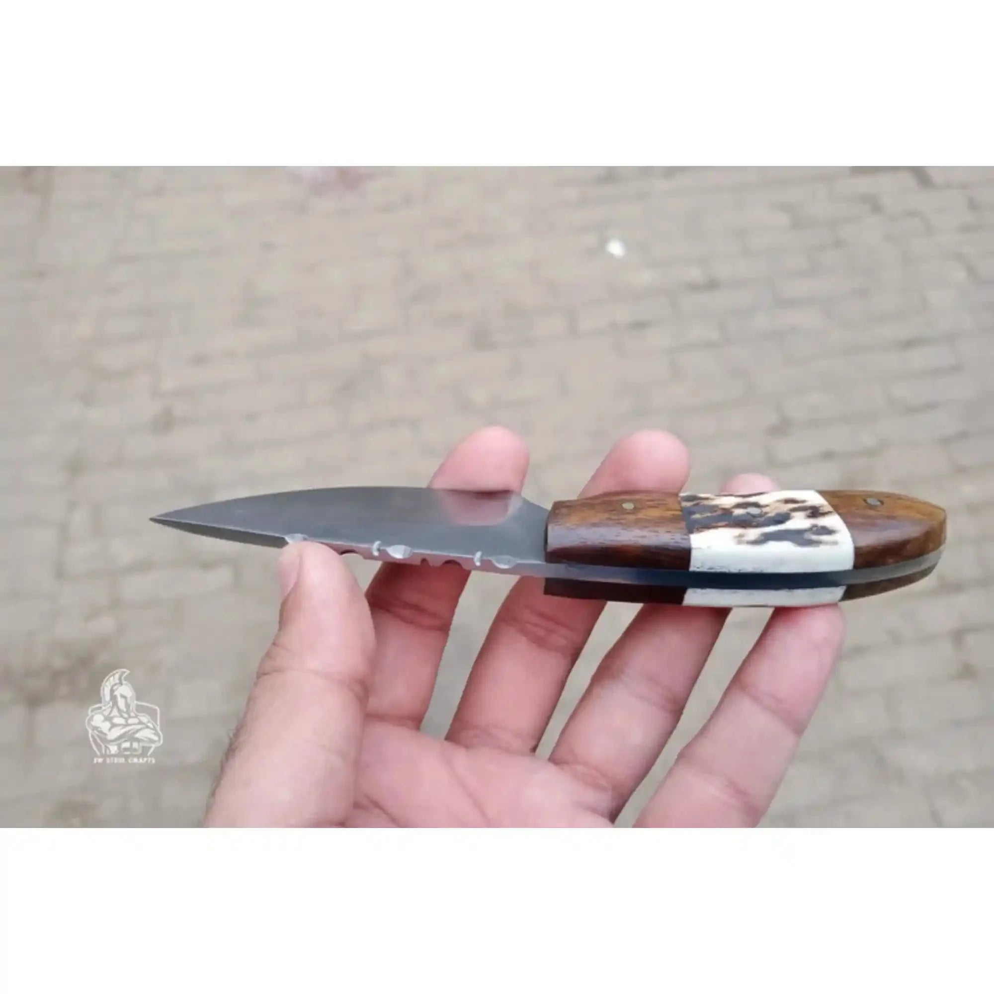 Custom Skinner Knife Deer Antler Rosewood Handle