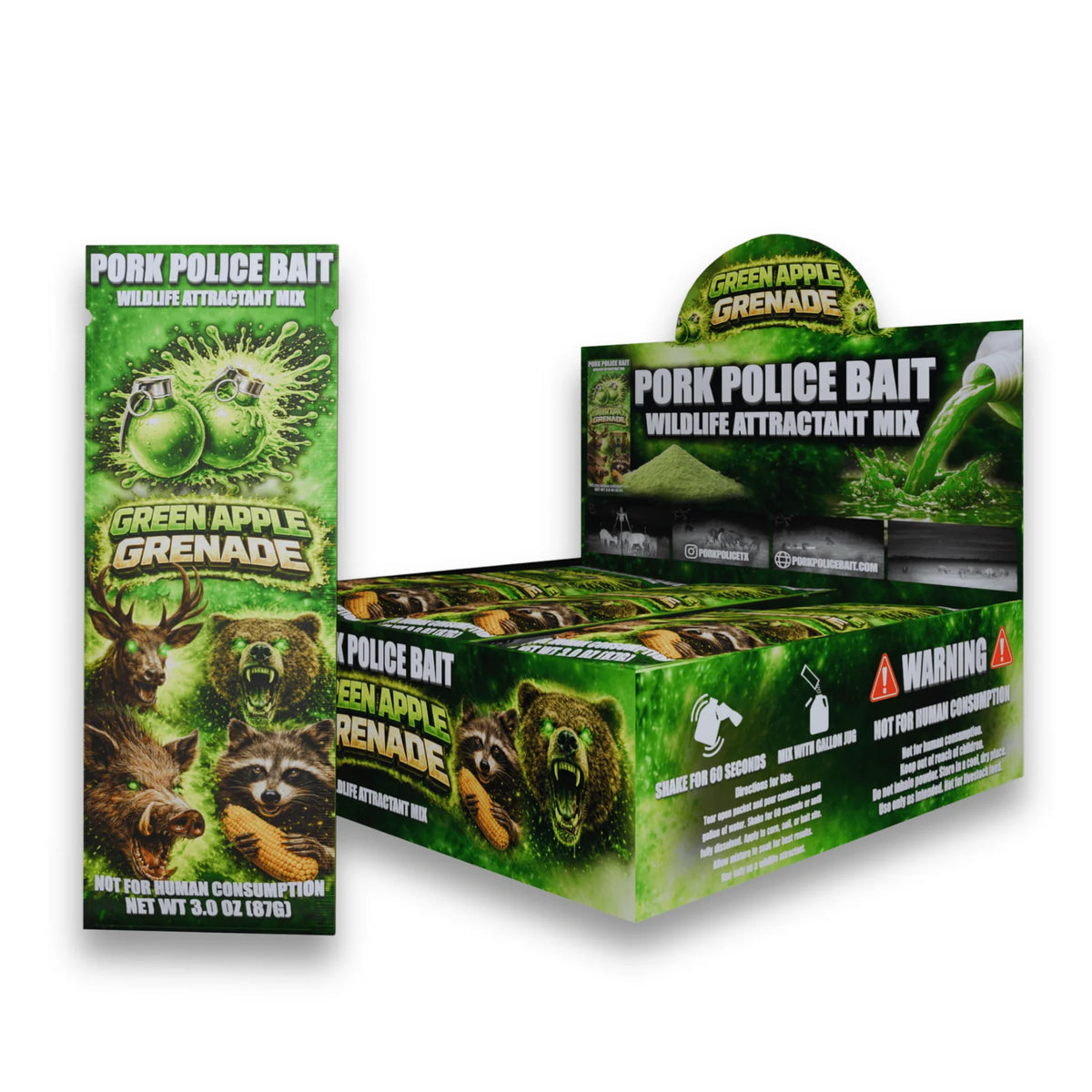 Pork Police Bait Green Apple Grenade Wildlife Attractant Mix (15) Pack Bulk Box
