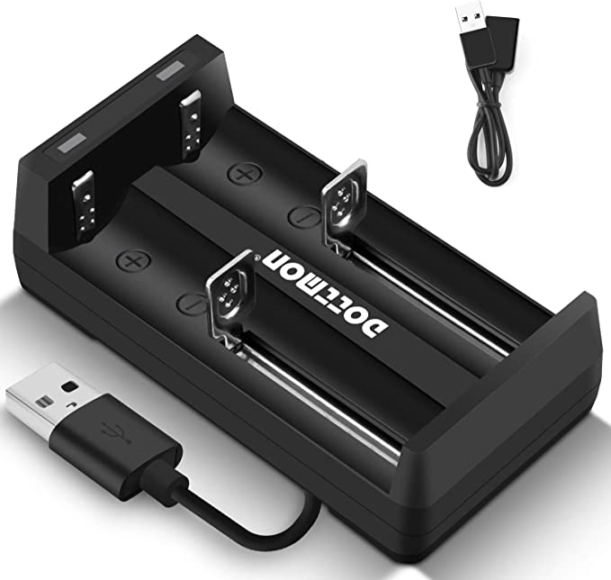 Dottmon Battery Charger 2 Slot 3.6V/3.7V Li-ion Rechargeable Battery USB Charger