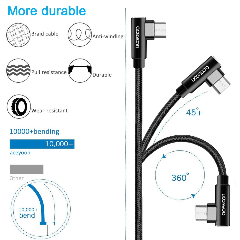 USB C Right Angle 10in Cable