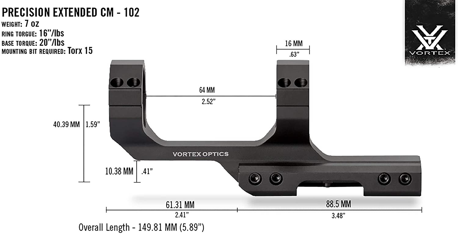 Vortex Optics Sport Cantilever Riflescope Mounts - 2 inch offset CM-102