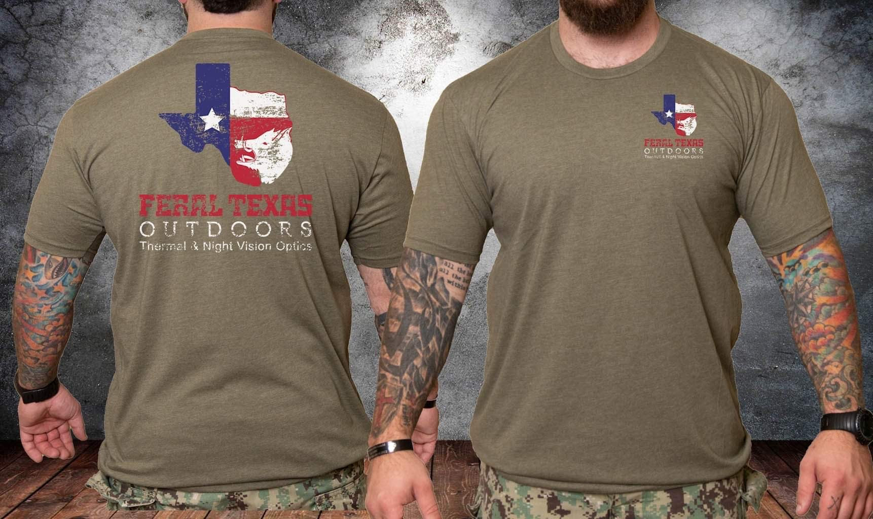 Feral Texas Outdoors Army Green T-Shirt